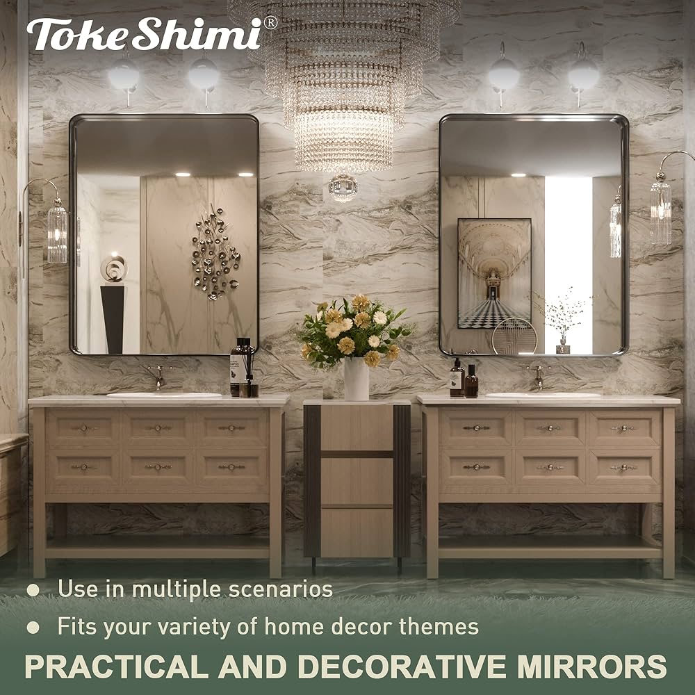 TokeShimi 24 x 32 Inch Black Mirror Wall Mirror for Bathroom